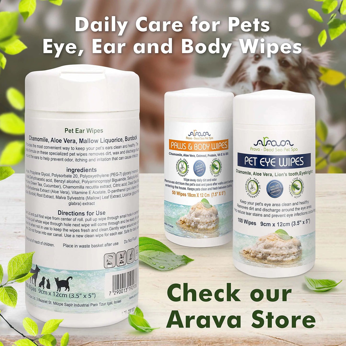 Pet Ear Cleaning Wipes for Dogs and Cats 100ct - Removes Dirt & Wax