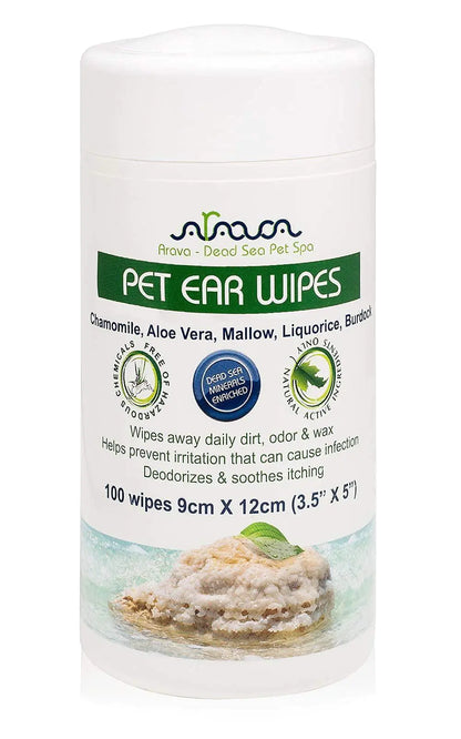 Pet Ear Cleaning Wipes for Dogs and Cats 100ct - Removes Dirt & Wax